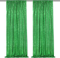 Green Sequin Backdrop Curtains 2 Panels 2FTx8FT Christmas Party Backdrop Glitter Birthday Bridal Wedding Curtains Sparkle Photo Backdrop