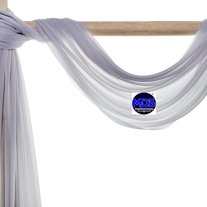 MDS Halloween Chiffon Draping Fabric - 1 Panel, 30" Wide x 40ft Long - Sheer Spooky Arbor & Canopy Drapery for Haunted House Backdrops, Party Ceilings, DIY Costumes & Themed Events - Cool Gray