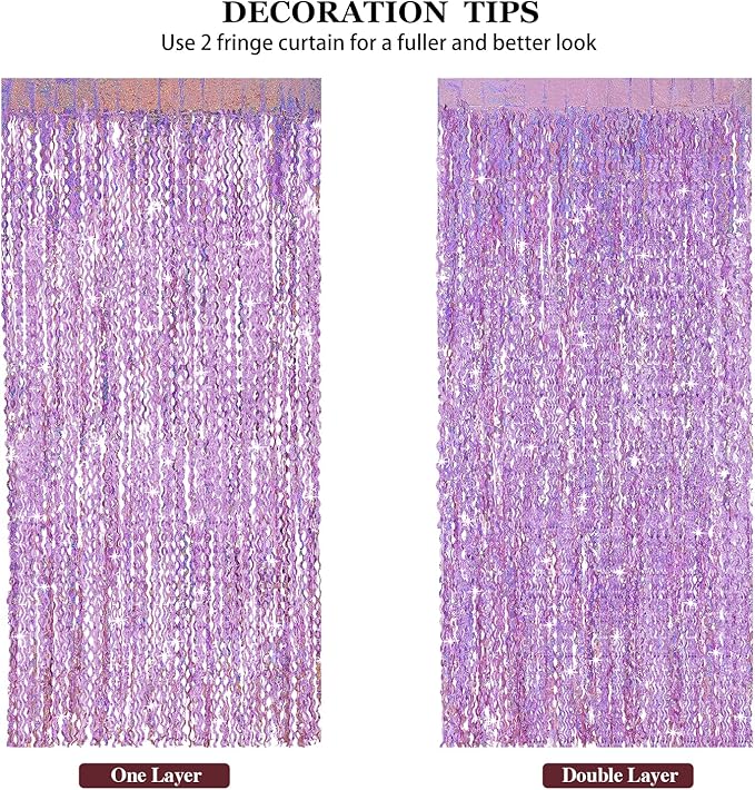 4 Pack Pink Tinsel Curtain Party Backdrop - CYLMFC 3.3 ft x 6.6 ft Sparkle Wavy Foil Fringe Backdrop Curtain for Party Decorations Girls Birthday Bachelorette Party Decor Supplies Photobooth Props