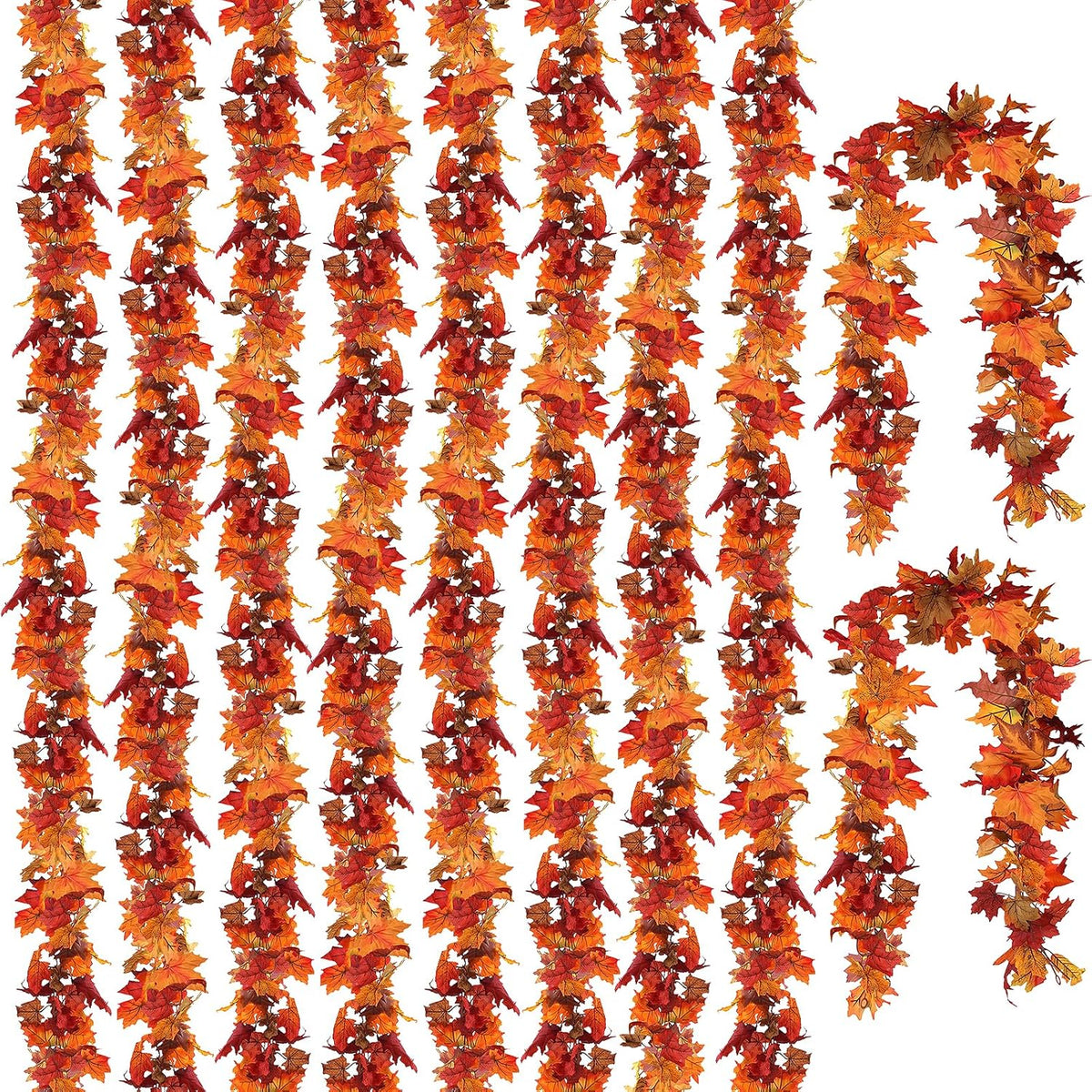 cqure 10 pack fall leaf garland, hanging vines, main product view