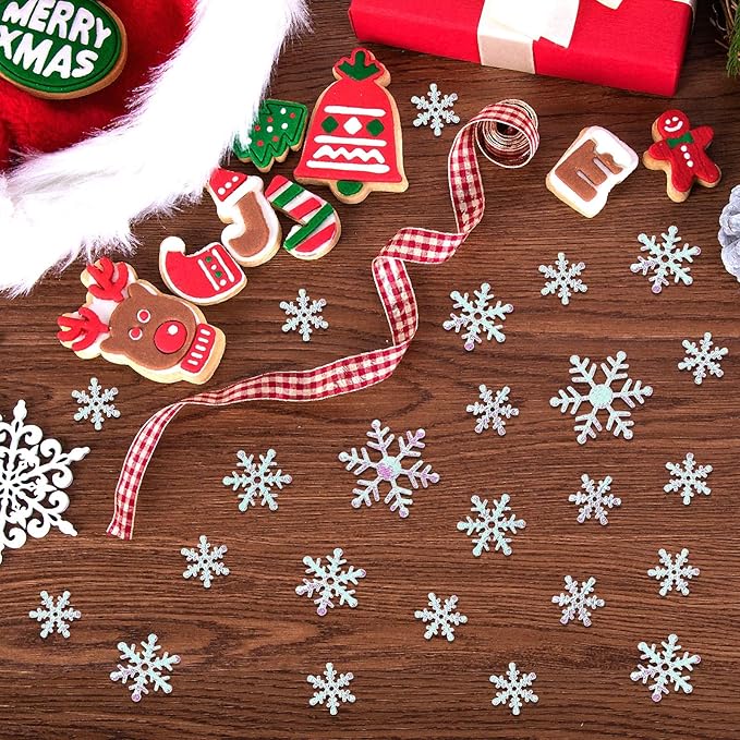 MARFOREVER Snowflake Confetti Decorations, Winter Snowflake Glitter Confetti White Snow Scatter Confetti Winter Wonderland Table Centerpiece for Winter Wedding Birthday Party Decor Supplies
