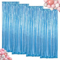 ShinyBeauty Sequin Curtains 4 Panels Baby Blue | Sparkle Photo Backdrop for Parties & Events | 2Ft x 8Ft Shimmer Fabric Background | Elegant & Durable | Perfect for Weddings & Baby Showers
