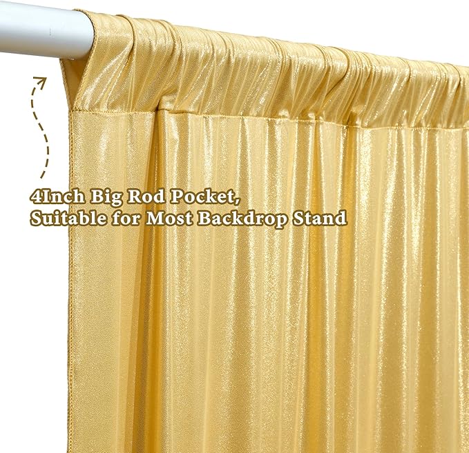 Outpain 10x14ft Gold Sequin Backdrop Curtains -Heavy Duty Gold Photography Backdrops with Non-Shedding Glitter, Wrinkle-Free Stage Drapes for Wedding/Christmas/Studio Shoots (5x14ft 2 Panels)