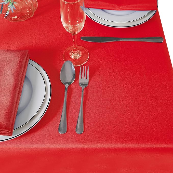 60 inch Round Tablecloth Washable Polyester Table Cloth Decorative Table Cover for Wedding Party Dining Banquet（60 inch,Red）