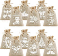 CCINEE 36pcs Christmas Burlap Bags, 4×6 Inch Drawstring Christmas Burlap Goody Gift Candy Bags with Double Jute Drawstrings Xmas Treat Bags for Candy Wrapper Xmas Party Favors