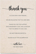 321Done Thank You Place Setting Card for Newlyweds, Thank You for Celebrating with Us, Minimalist Script 4x6 TanTable Placecards for Wedding, Made in USA, 50-Pack
