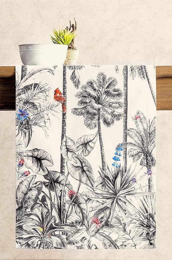 Maison d' Hermine Table Runner 100% Cotton Single Layer Table Runners 90 inches Long for Thanksgiving Christmas Decorations Home Kitchen Dining Party Wedding (Amazonia, 14.5" x 90")