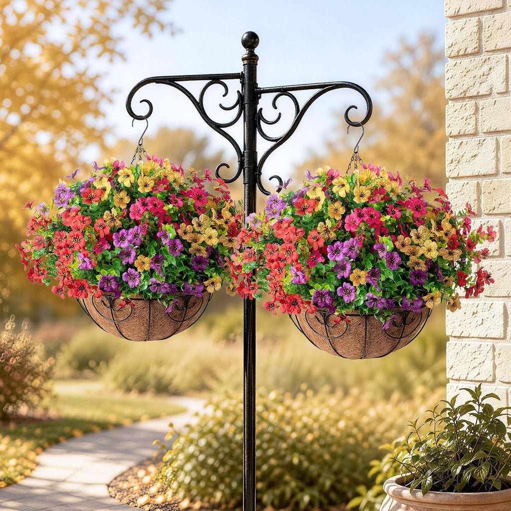 hyeflora artificial faux hanging plants flowers basket for showing dimensions