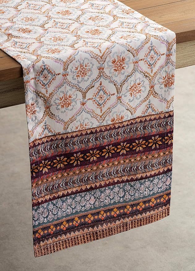 Maison d' Hermine Table Runner 100% Cotton Single Layer Table Runners 60 inches Long for Thanksgiving Christmas Decorations Home Kitchen Dining Party Wedding (Fair Isle, 14.5" x 60")