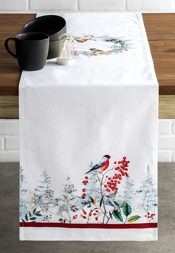 Maison d' Hermine Table Runner 100% Cotton Double Layer Table Runners 72 inches Long for Thanksgiving Christmas Decorations Home Kitchen Dining Party Wedding (Morzine, 14.5" x 72")