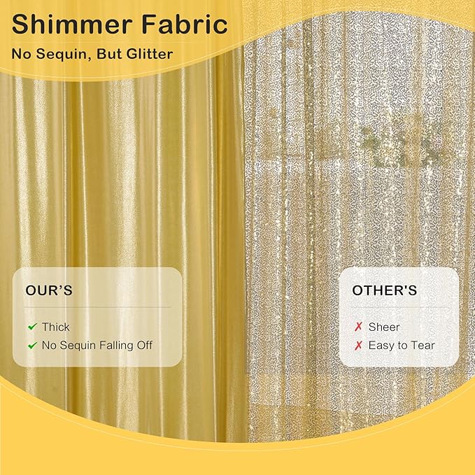 40x10 ft Wrinkle Free Gold Sequin Backdrop Curtain for Parties,Thick Not Fall Glitter Wedding Backdrop Drapes,8 Panels 5x10ft Shimmer Photo Wall Back Drop Cloth for Graduation Photography Background