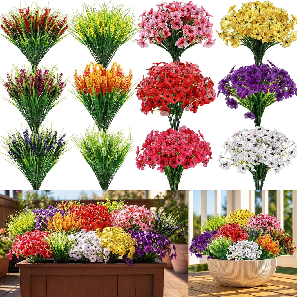 zeyune 48 bundles artificial flowers for outdoors uv, main product view