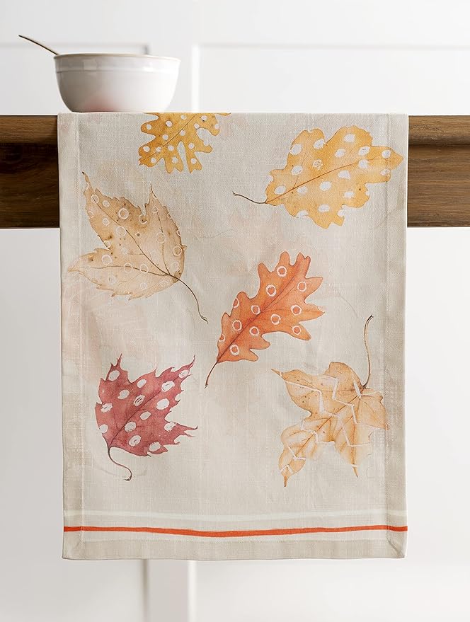 Maison d' Hermine Table Runner 100% Cotton Single Layer Table Runners 72 inches Long for Thanksgiving Christmas Decorations Home Kitchen Dining Party Wedding (Colours of Autumn, 14.5" x 72")