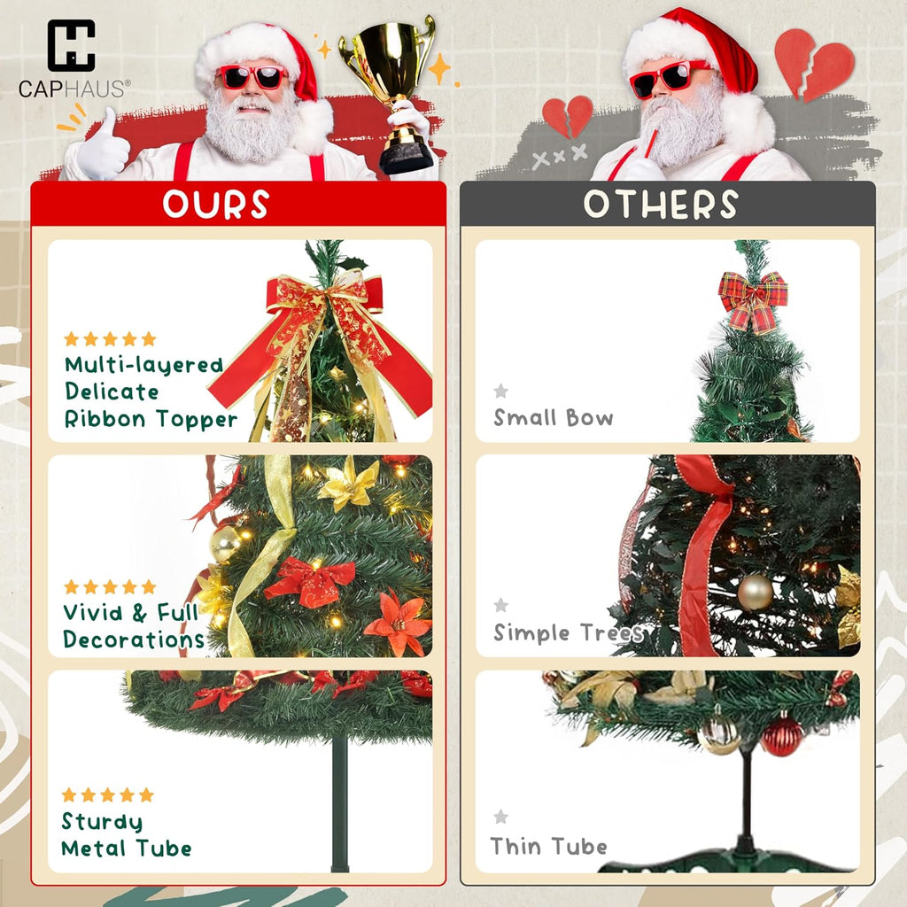 caphaus 6ft pop up christmas tree with 300 showing dimensions