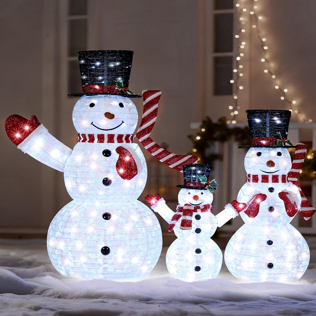 joiedomi 3 pcs 3d christmas collapsible snowman yard, main product view