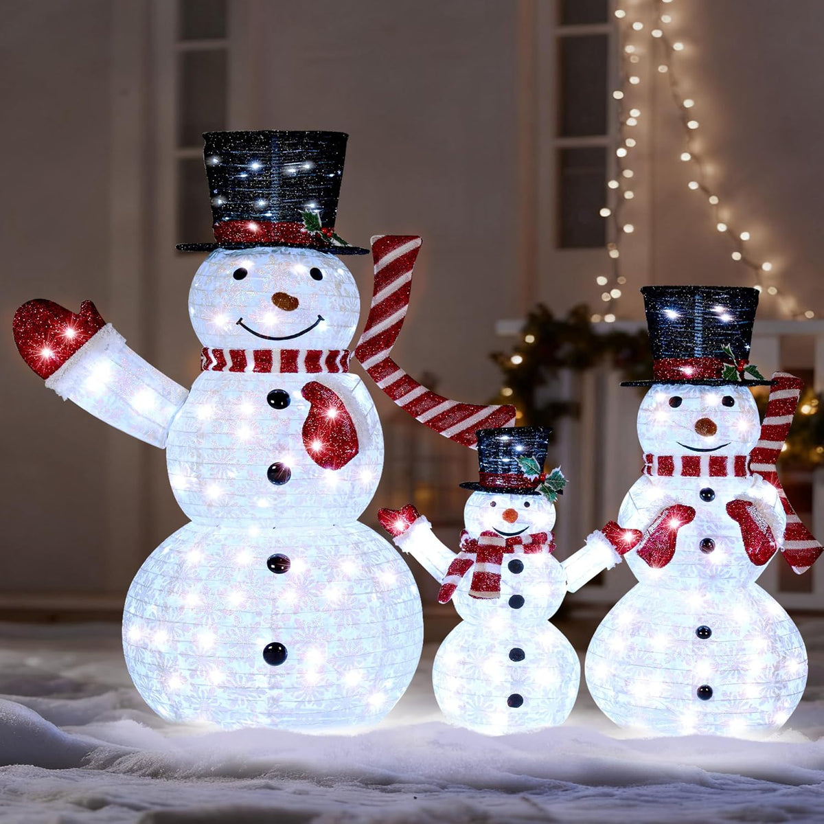 joiedomi 3 pcs 3d christmas collapsible snowman yard, main product view