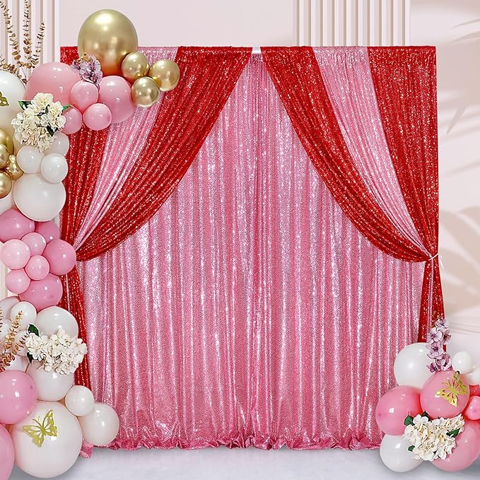 Blush Pink Sequin Backdrop Glitter Backdrop Curtains 10ft x 10ft Glitter Background for Party Baby Shower Wedding Decorations