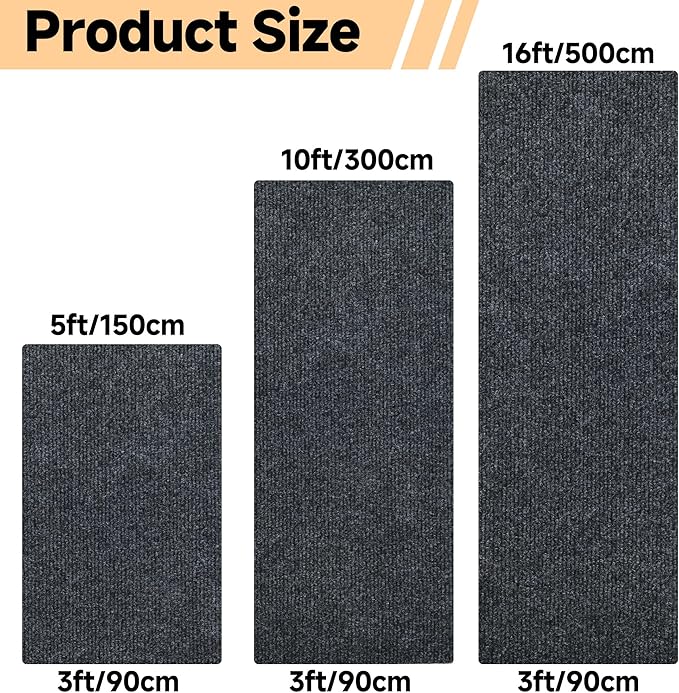 jxgzyy Runner Rugs 3 x 10 ft, Non Slip Entrance Doormat, 0.25” Thickness Indoor Outdoor Carpet Runner with Rubber Backing, Waterproof Custom Size Heavy Duty Floor Mat for Hallway Laundry Patio