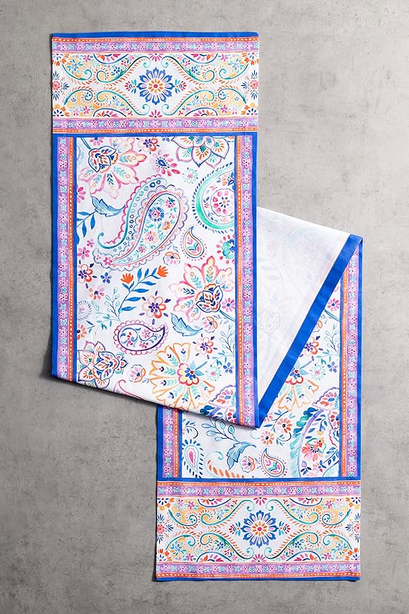 Maison d' Hermine Table Runner 100% Cotton Single Layer Table Runners 108 inches Long Decorative for Home Kitchen Dining Party Wedding Bridal Shower Spring Summer (Indian Floral, 14.50" x 108")