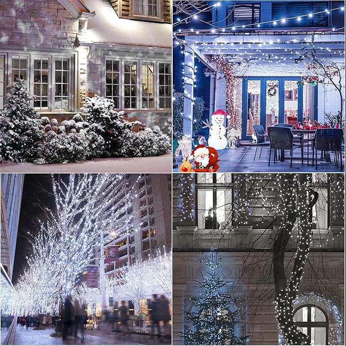 LAMPHOME 33ft Christmas Decorative Mini Lights, 100 LED Transparent Wire Fairy Starry String Lights Plug in, 11 Lighting Modes, for Indoor Outdoor Xmas Tree Wedding Party Decoration (White)