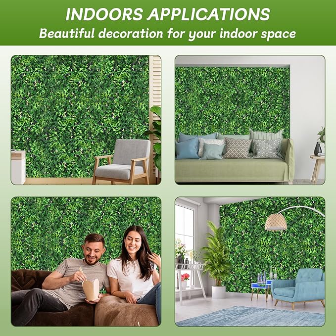 Artificial Grass Wall Panels 20"x20"(6pcs), Hedge Green Wall Decor Backdrop, UV-Anti Fake Greenery Plant Wall Boxwood Panels for Privacy Fence Screen Outdoor Indoor Wedding Garden Backyard