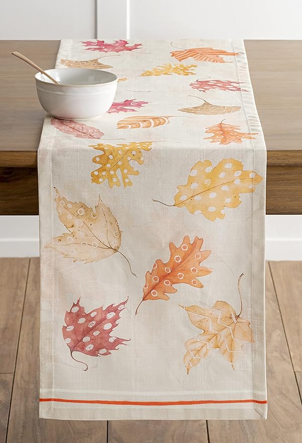 Maison d' Hermine Table Runner 100% Cotton Single Layer Table Runners 72 inches Long for Thanksgiving Christmas Decorations Home Kitchen Dining Party Wedding (Colours of Autumn, 14.5" x 72")