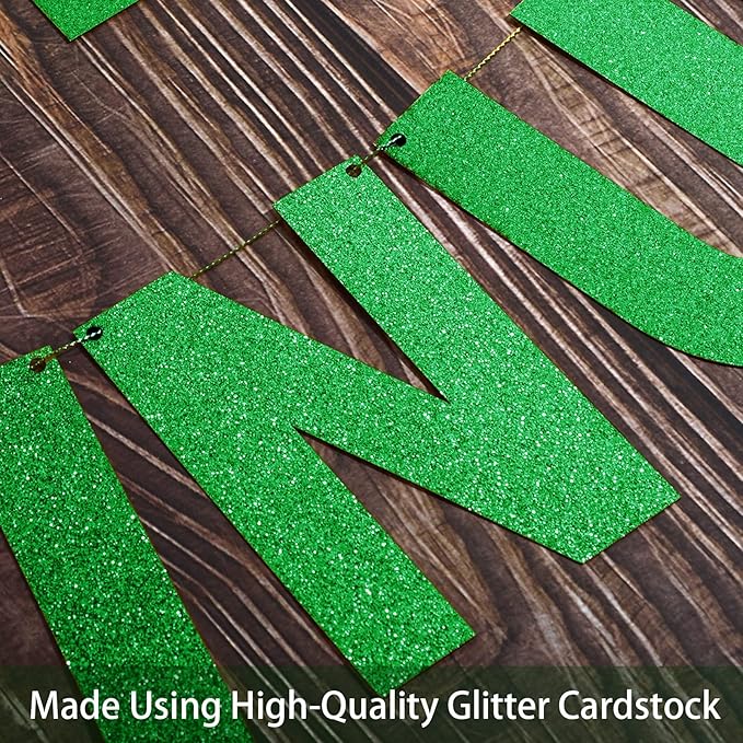 TaoBary 112 Pcs DIY Letter Kit Glitter Customizable Banner Letters Include 107 Letters and Numbers 3 Rope and 2 Needles for Birthday Halloween Christmas Wedding Valentine Party Decor(Green)