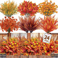 24 bundles 6 styles artificial fall flowers plants, main product view
