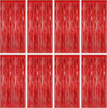 8 Pack Red Backdrop, 3.28 FT x 7.05 FT Streamer Party Decorations, Metallic Foil Fringe Curtains Party Streamer Photo Booth Backdrop, Red Tinsel Canival Theme Party Decor for Engagement Birthday