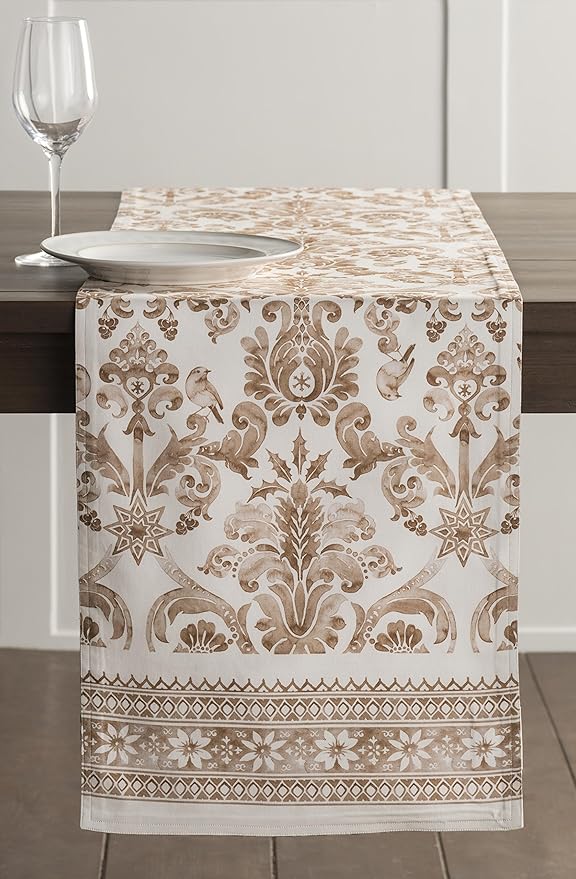 Maison d' Hermine Table Runner 100% Cotton Single Layer Table Runners 48 inches Long for Thanksgiving Christmas Decorations Home Kitchen Dining Party Wedding (Allure, 14.5" x 48")