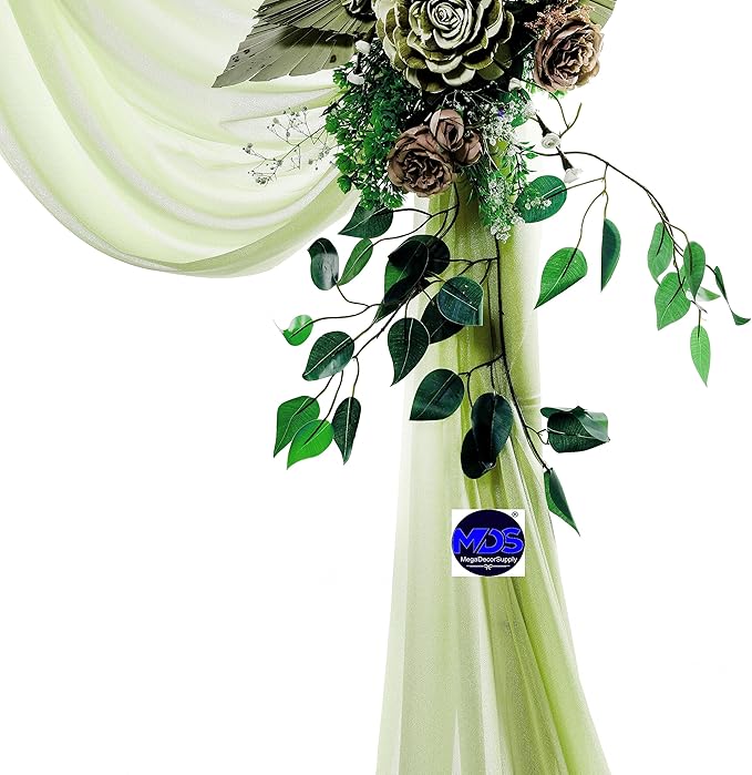 MDS Halloween Chiffon Draping Fabric - 1 Panel, 30" Wide x 30ft Long - Sheer Spooky Arbor & Canopy Drapery for Haunted House Backdrops, Party Ceilings, DIY Costumes & Themed Events - Sage Green