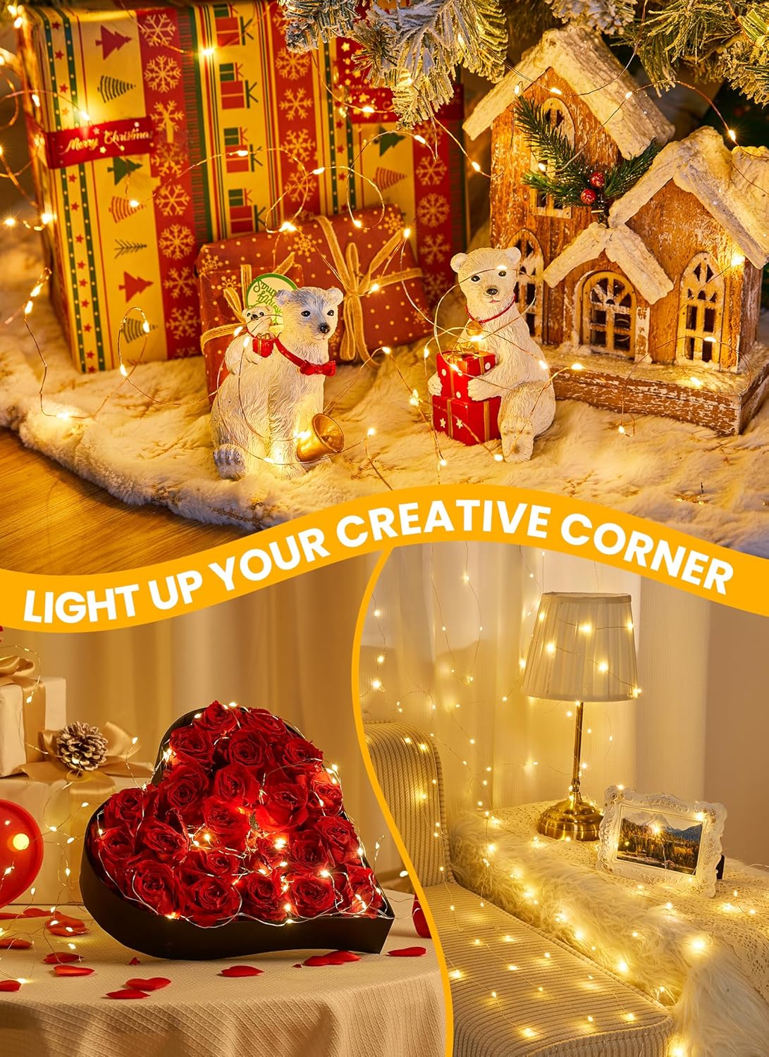 Fairy Lights with Remote, 8 Modes & Timer, 66 Feet 200 Led Christmas Light Twinkle Lights Plug in, Waterproof String Lights for Bedroom Decor Home Girl's Room Garden Party Christmas Decorations