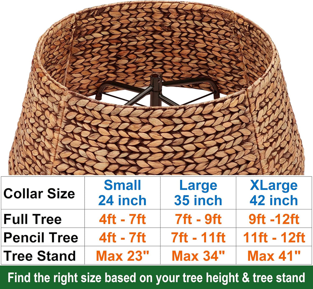 cenboss rattan christmas tree collar, brown wash, 24, close-up detail