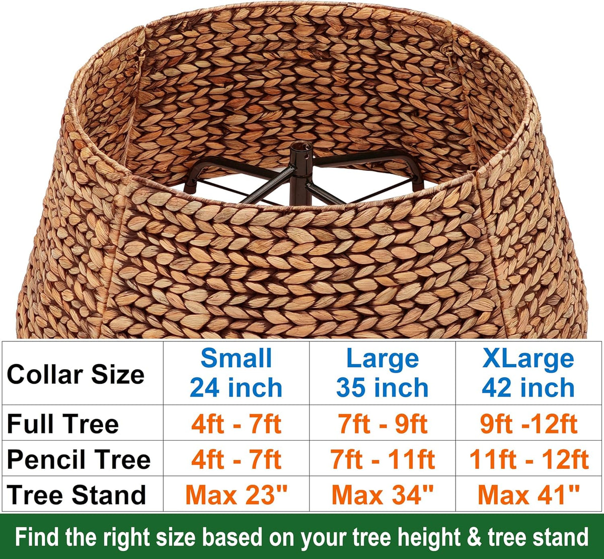 cenboss rattan christmas tree collar, brown wash, 24, close-up detail