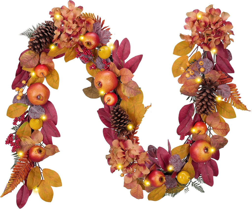decorbyhannah 6ft fall garland for mantle with lights, main product view