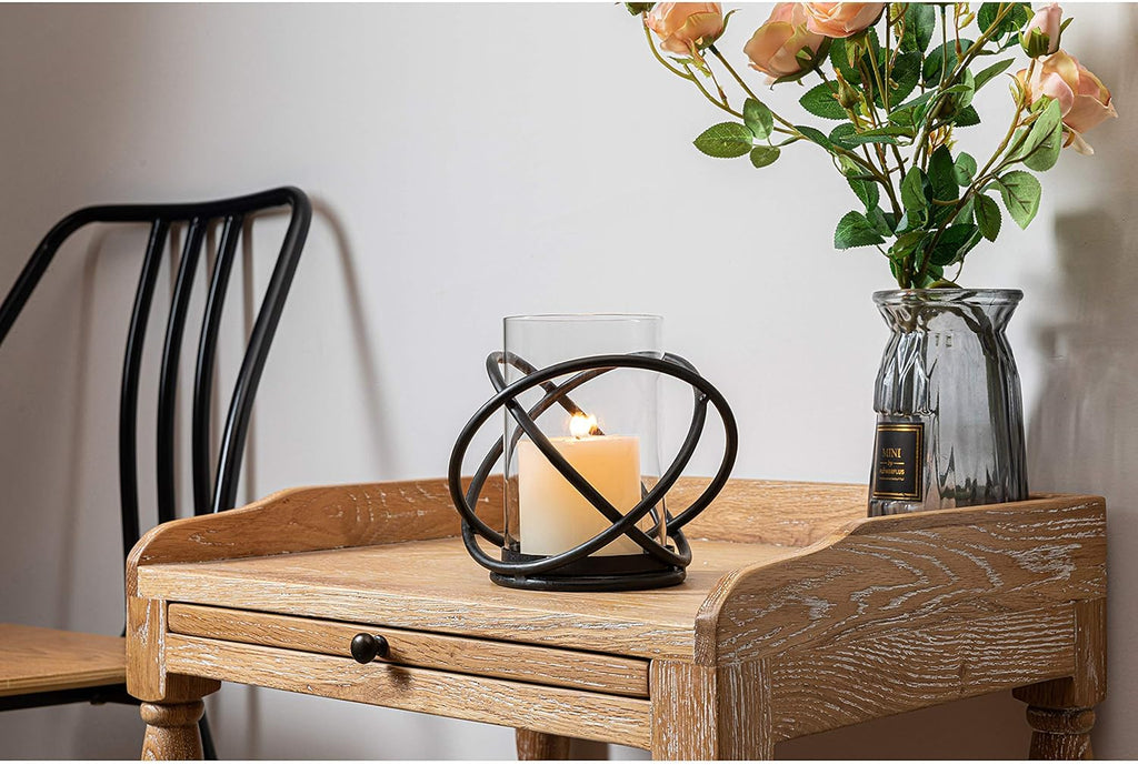 Decorative Candle Holder with Removable Glass Hurricane for Wedding Decorations, Parties, or Everyday Home Decor
