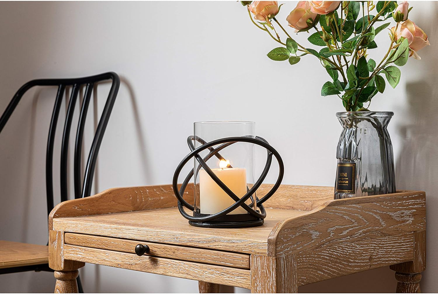 Decorative Candle Holder with Removable Glass Hurricane for Wedding Decorations, Parties, or Everyday Home Decor