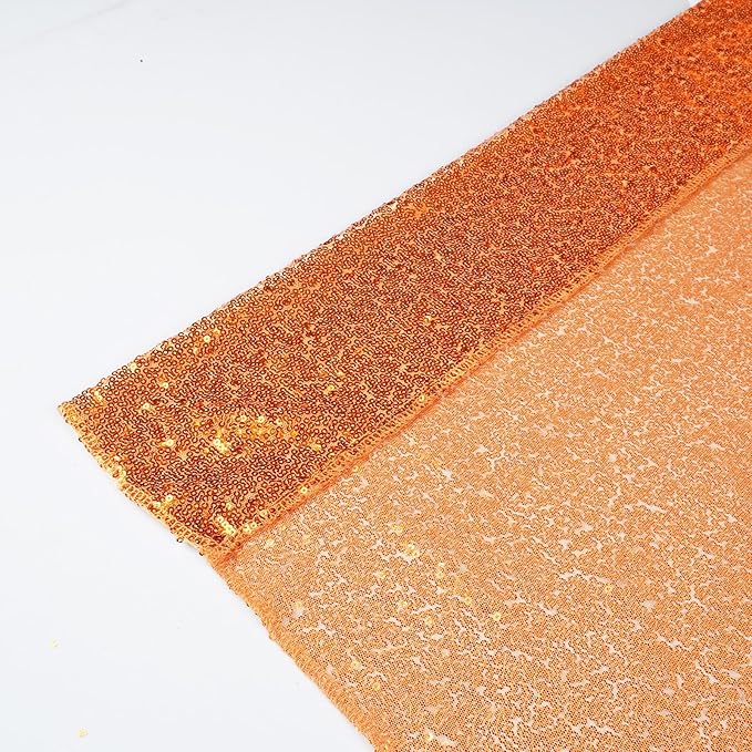 Poise3EHome Orange Sequin Backdrop Curtain, 2 Panels 2FTx8FT Glitter Background for Party Halloween Birthday Party Wedding Christmas Thanksgiving Holiday Festival Decor