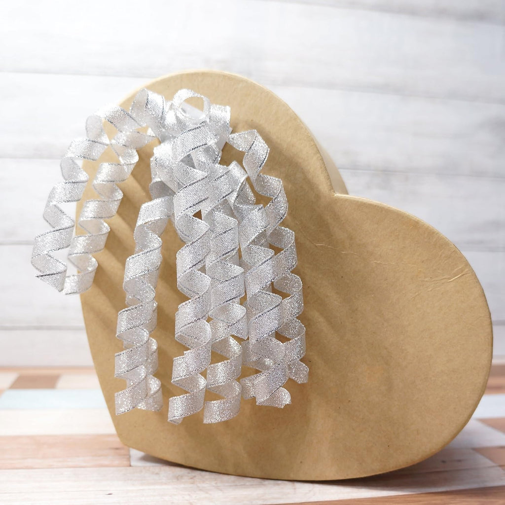 Silver Metallic Curly Ribbon Bow 6" Long x 6 Counts Gift Wrapping Pre-Tied Self-Adhesive Tab for Birthday Present Box Wine Bottle Baby Shower Party Christmas Hanukah