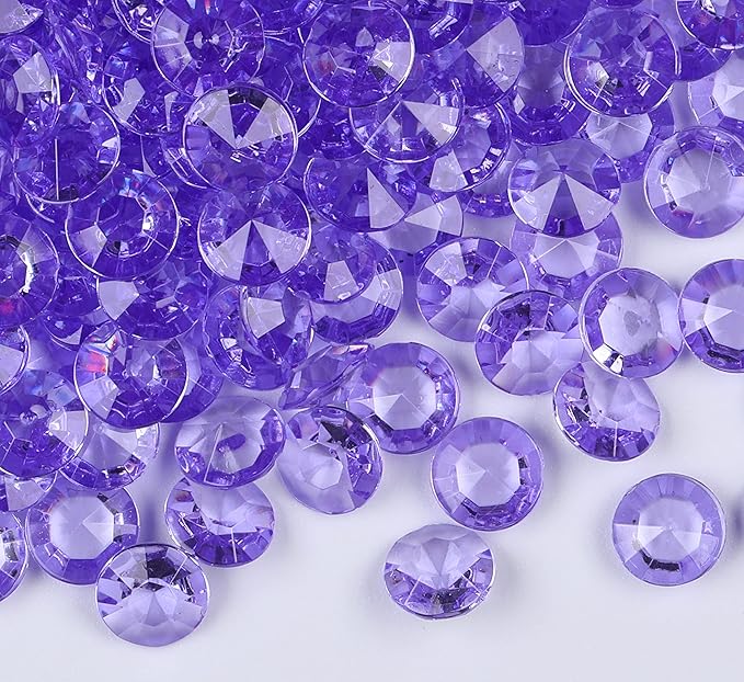 1000pcs/ Pack Wedding Table Acrylic Diamond Scatter Crystals Confetti Acrylic Gems Vase Fillers Rhinestones for Wedding, Bridal Shower, Vase Beads Decorations (10mm, Violet)