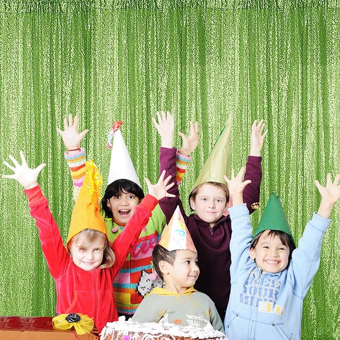 Sugargirl Apple Green Sequin Backdrop Curtain 4 Panels 2FTx8FT Glitter Apple Green Background Drapes Sparkle Photography Backdrop for Party Wedding Birthday Wall Decoration