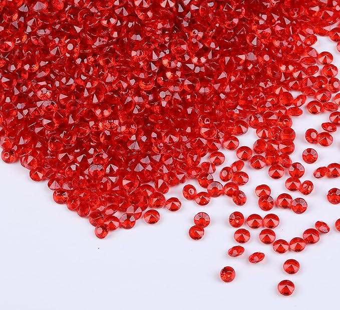 10000 pcs/Pack Wedding Table Scatter Confetti Crystals Acrylic Diamonds Vase Fillers 4.5 mm Rhinestones for Wedding, Bridal Shower, Vase Beads Decorations (Red)