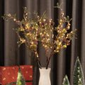 lighted christmas evergreen sprig branches tree, handmade leaf, main product view