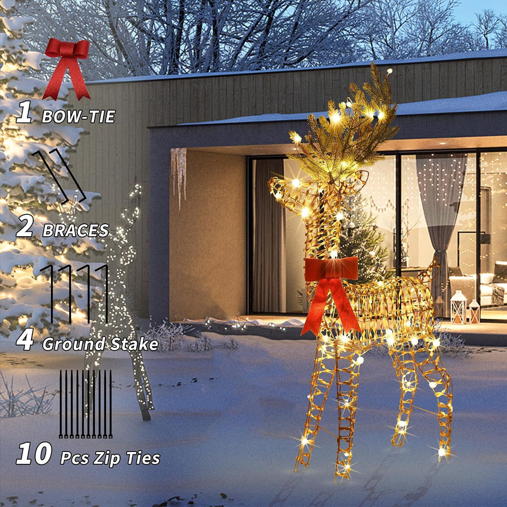 4ft christmas reindeer outdoor ，47.2" h reindeer decoration，light showing dimensions