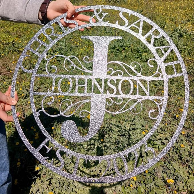 Personalized Family Name Sign, Split Letter Monogram Wall Art Decor, Durable Steel Family Last Name Decor, Custom Signs Indoor or Outdoor, Personalized Wedding Gifts, Housewarming Gift
