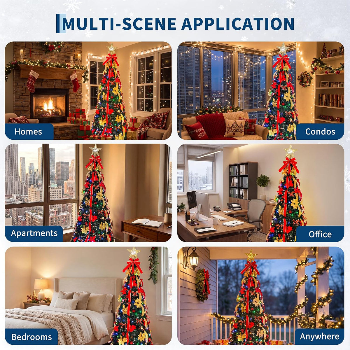 garvee 6ft pop up christmas tree, pre-decorated xmas, front angle view
