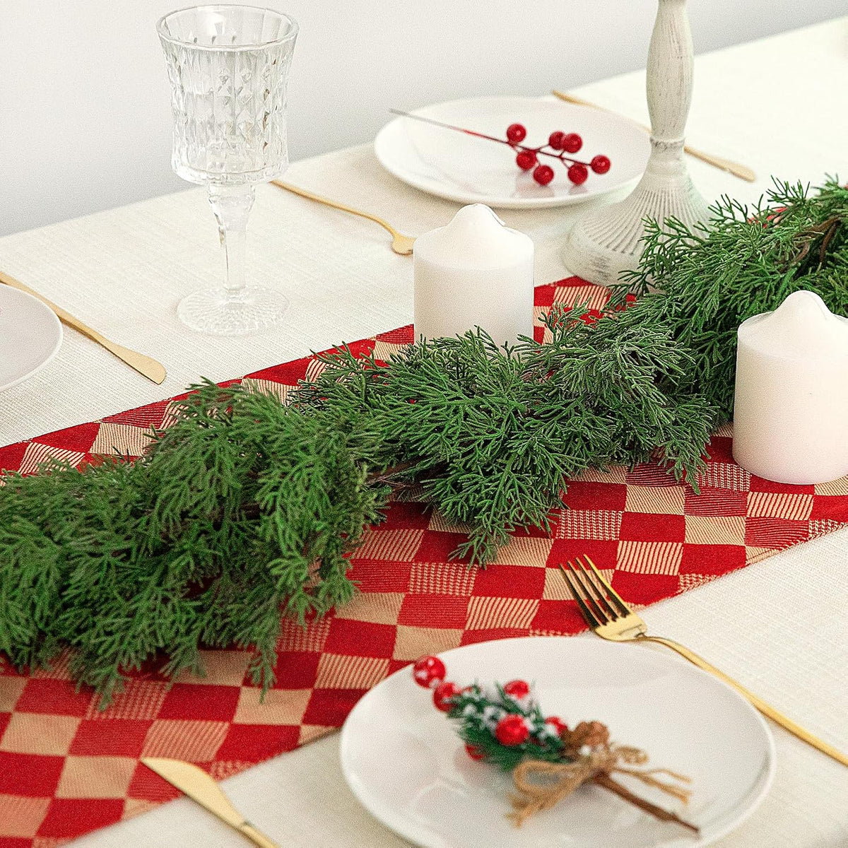 christmas norfolk pine garland, 6 ft dense pines on a desk or shelf