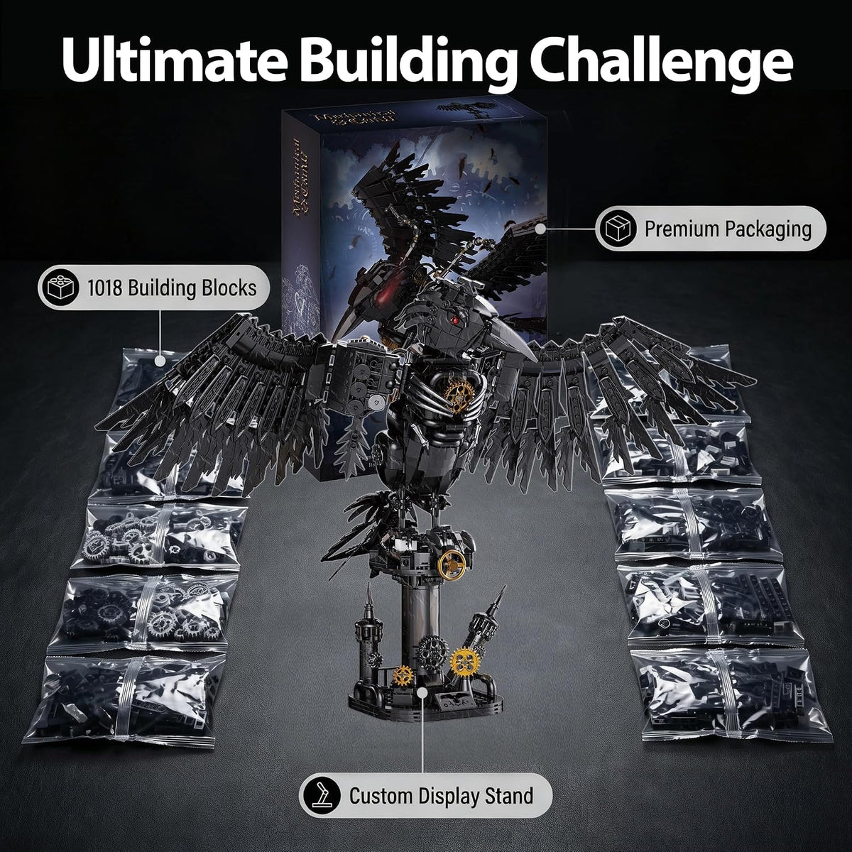 habow mechanical raven building set (1018 pcs) shown in use