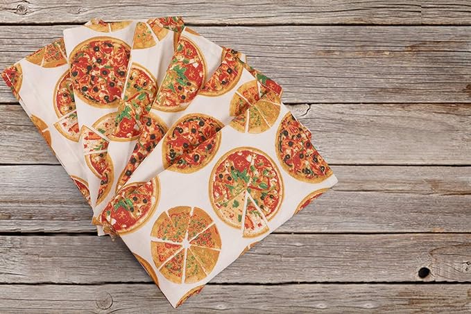 Urban Villa Dinner Napkins Pizza Print Cloth Napkins (Set of 12) Oversized 20x20 Inches 100% Cotton Premium Quality Soft Durable with Mitered Corners Reusable Washable Everyday Use Napkins