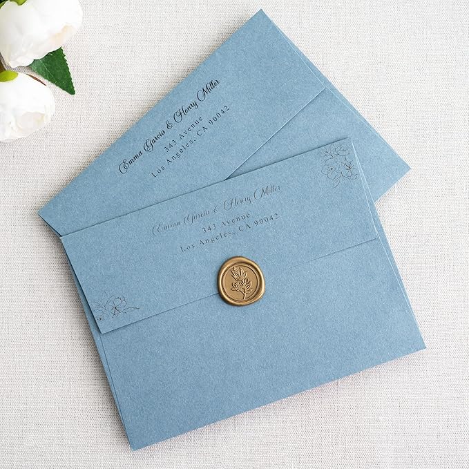 PONATIA 50 Pieces 5x7 Envelopes, Dusty Blue A7 Envelopes Self Seal for Weddings, Invitation Cards, Photos, Postcards, Greeting Cards Mailing, Baby Shower, Graduation, Christmas Gift Cards